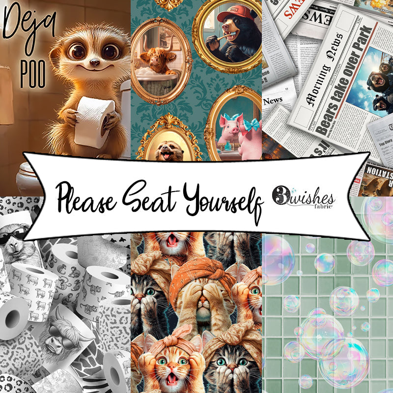 Please Seat Yourself by Jim Baldwin for 3 Wishes Fabrics