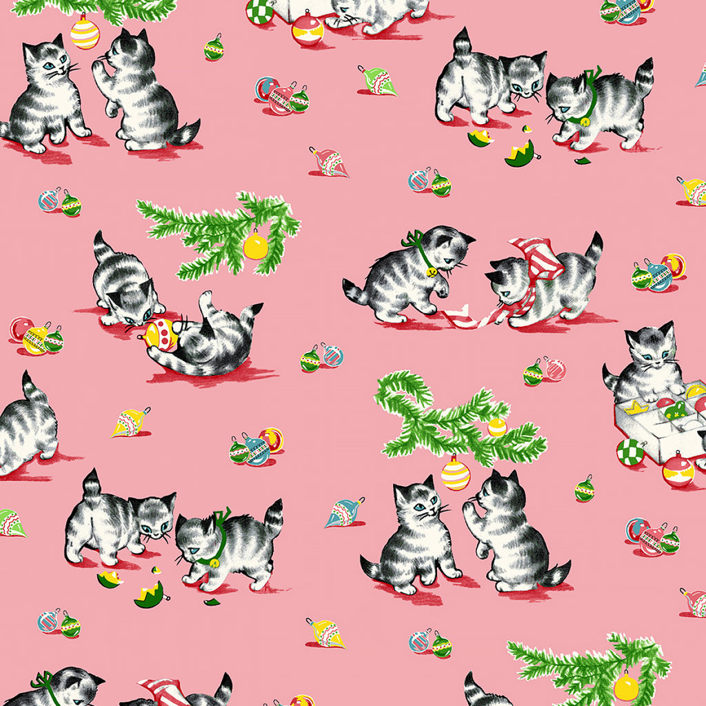 A Kitty for Christmas Kitties & Garland Pink