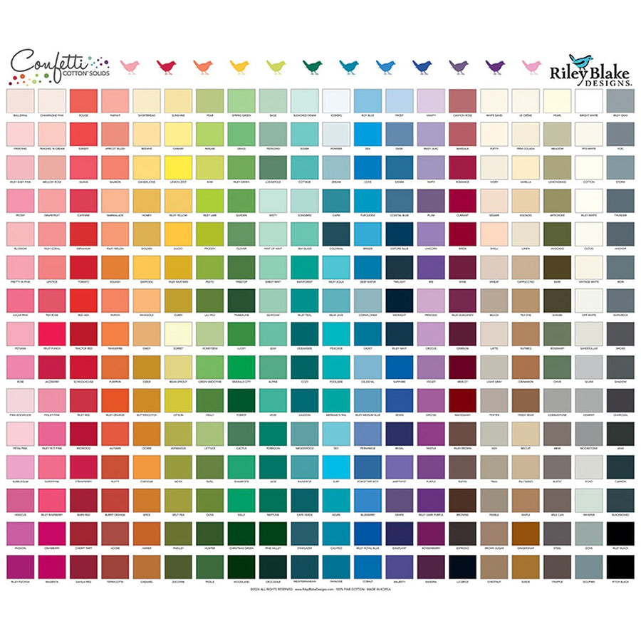 Confetti Cotton Solids 36" Swatch Panel by Riley Blake