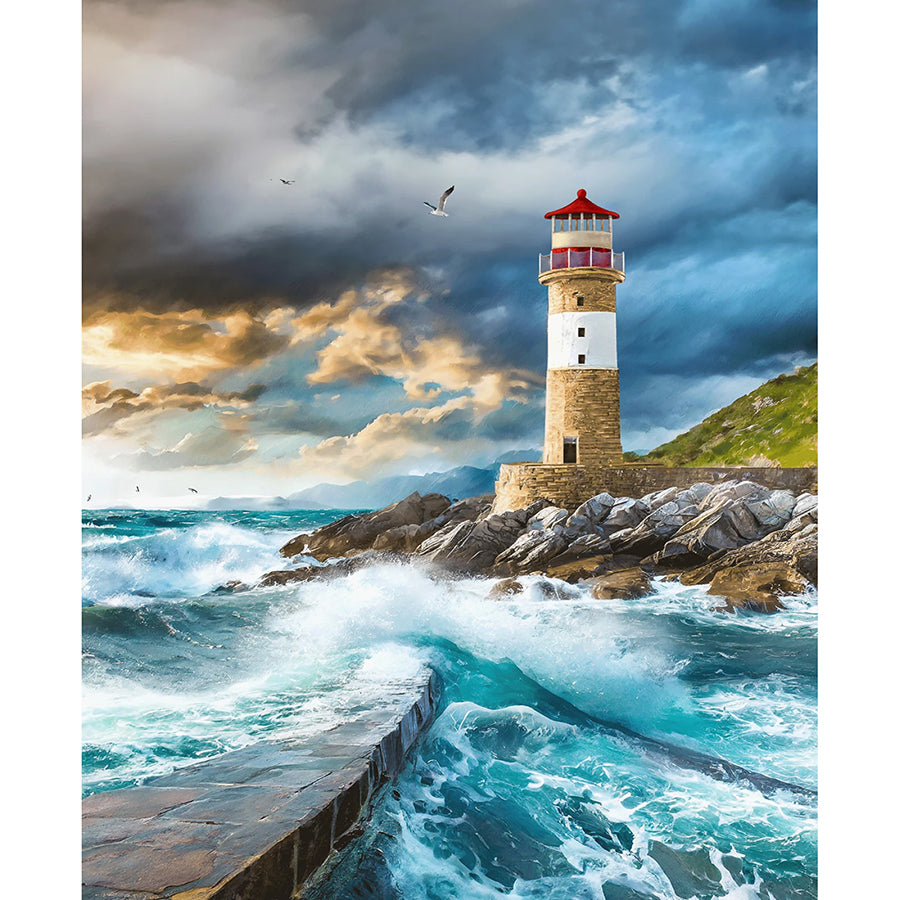 Coastal Guardians 36" Lighthouse Panel Blue/Multi