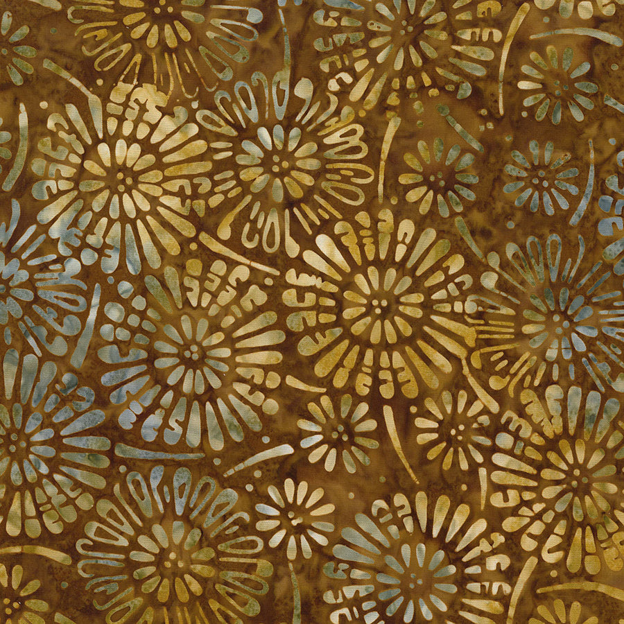 Cinnamon Twist Batiks Flower Burst Honey Brown