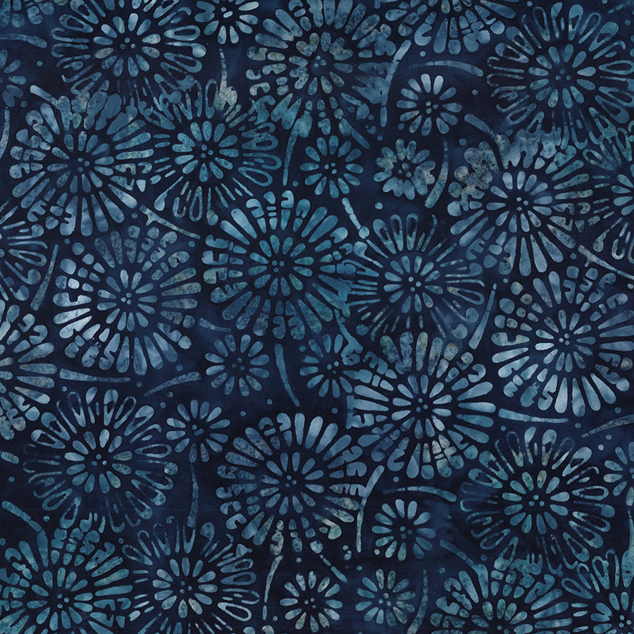 Shoreline Batiks Flower Burst Dark Blue