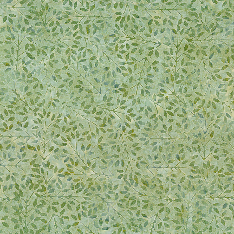 Shoreline Batiks Packed Leaves Light Green