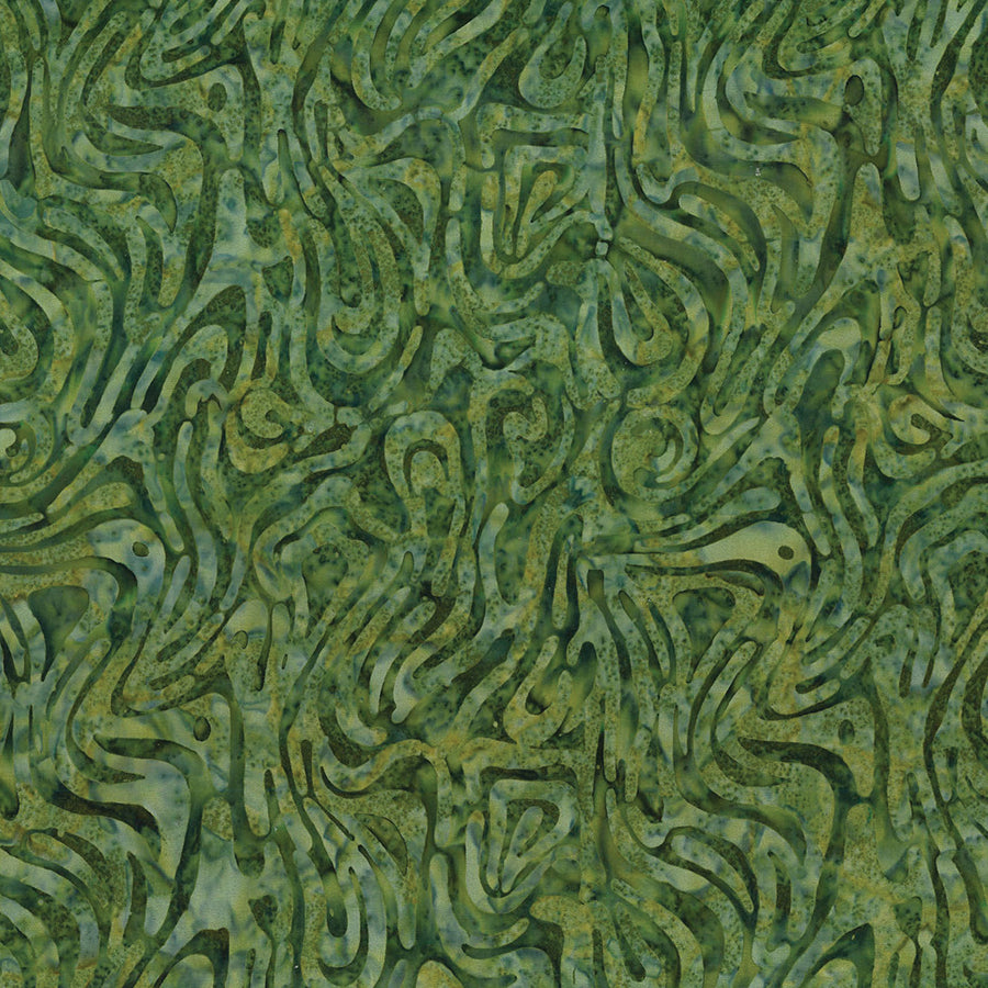 Shoreline Batiks Floating Lines Dark Green