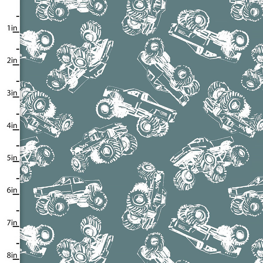 Mash the Throttle Monster Truck Outline Turquoise