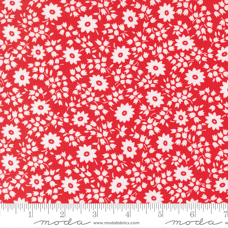 30's Playtime Perky Florals Scarlet