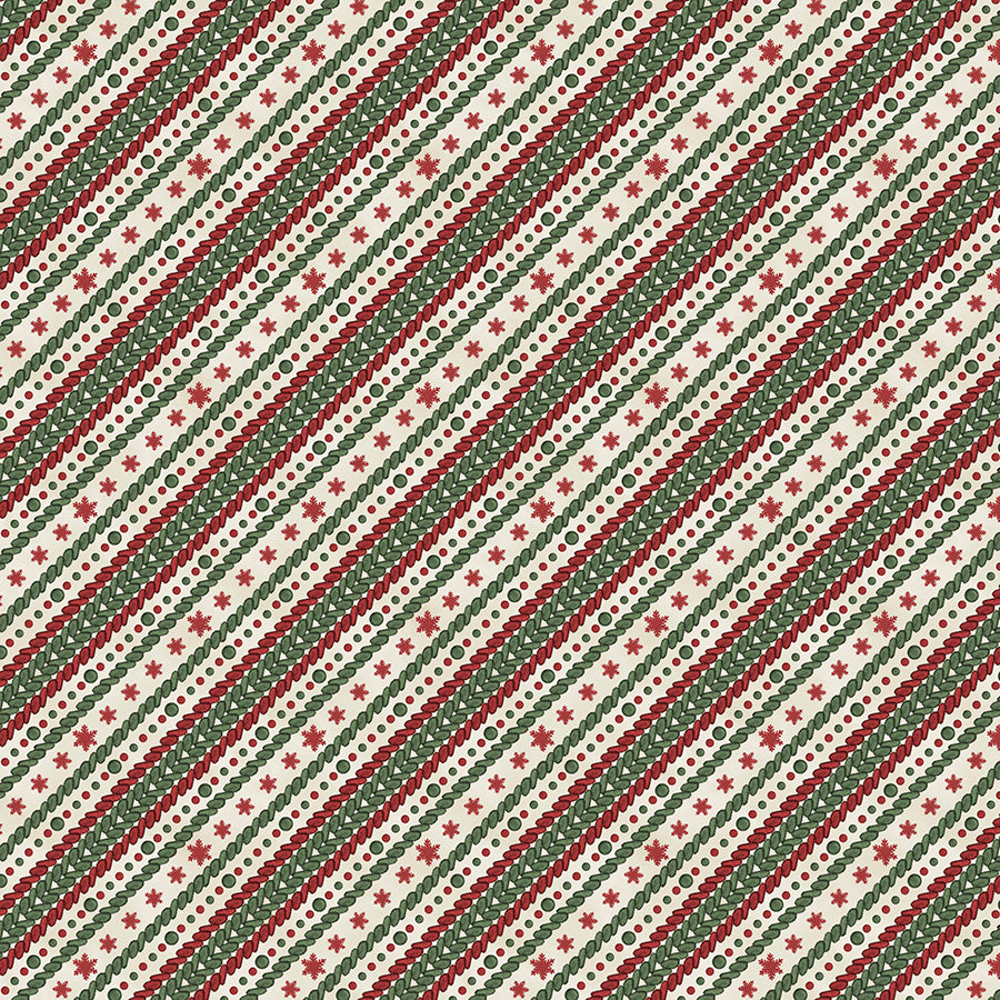 Woodland Snowmen Ticking Stripe Cream