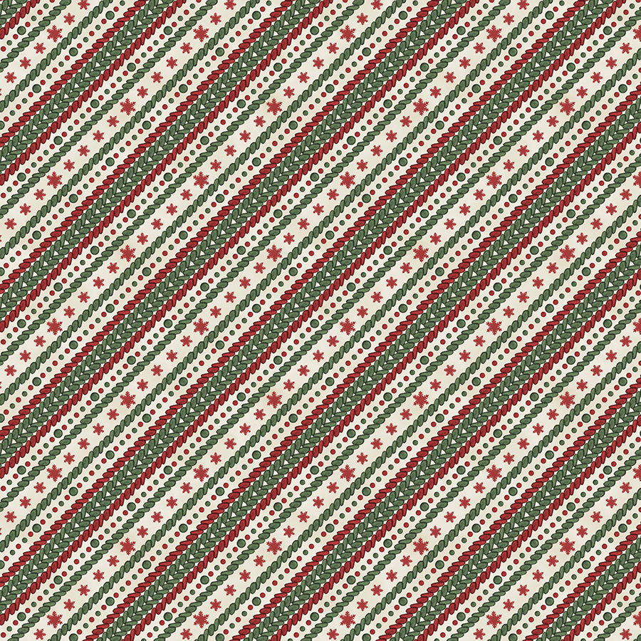 Woodland Snowmen Ticking Stripe Cream