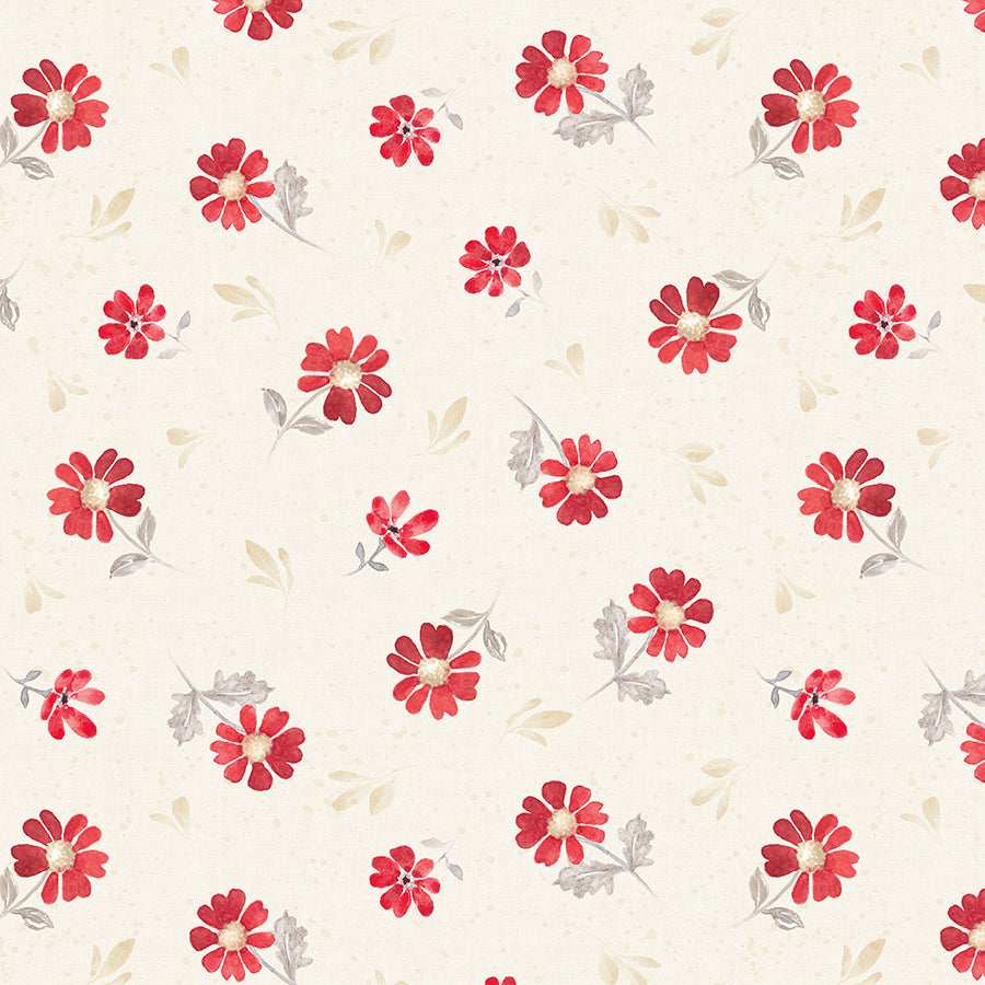 Scarlet Dreams Medium Floral Toss Cream