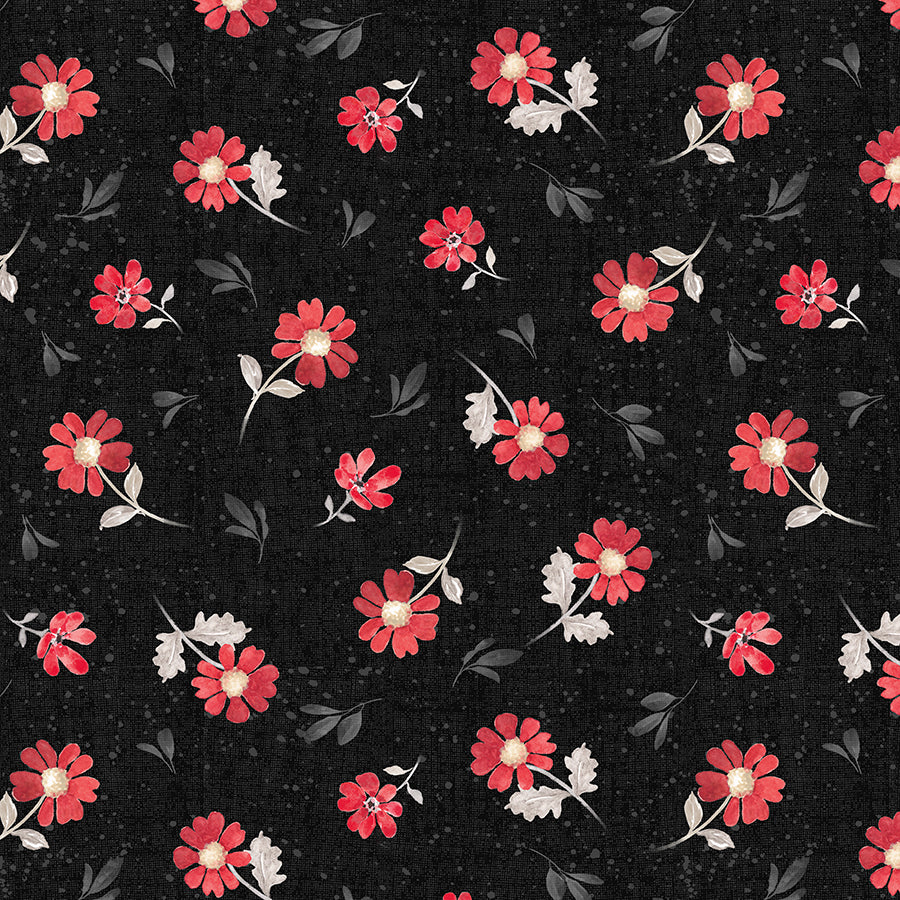 Scarlet Dreams Medium Floral Toss Black