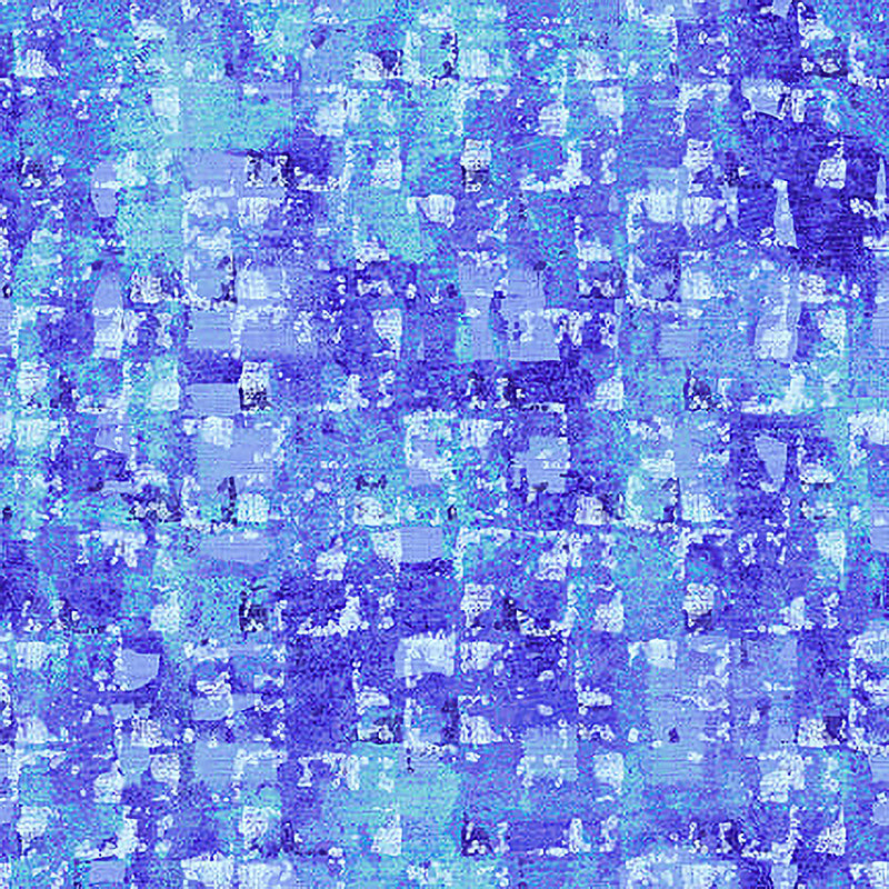108" Wide Quilt Backing Glaze Abstract Squares Blue