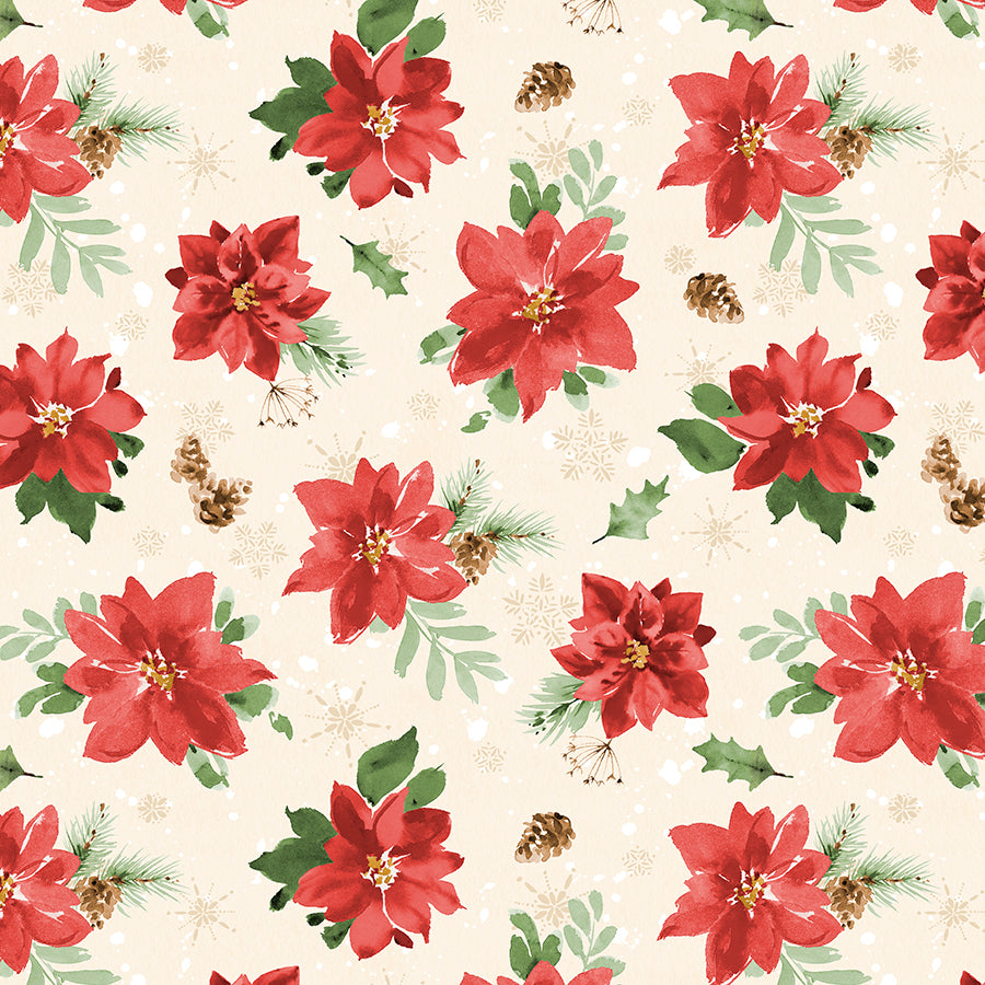 Cardinal Celebration Tossed Poinsettias Cream