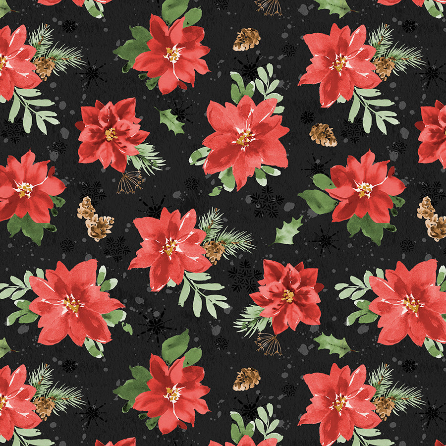 Cardinal Celebration Tossed Poinsettias Black
