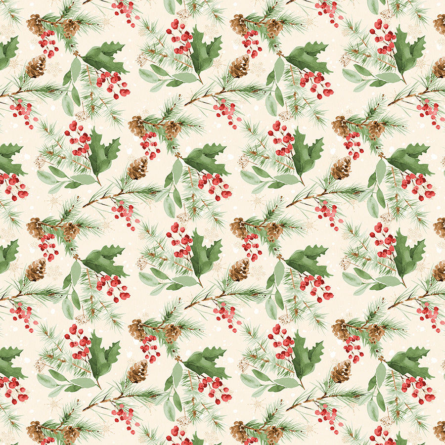 Cardinal Celebration Greenery Toss Cream