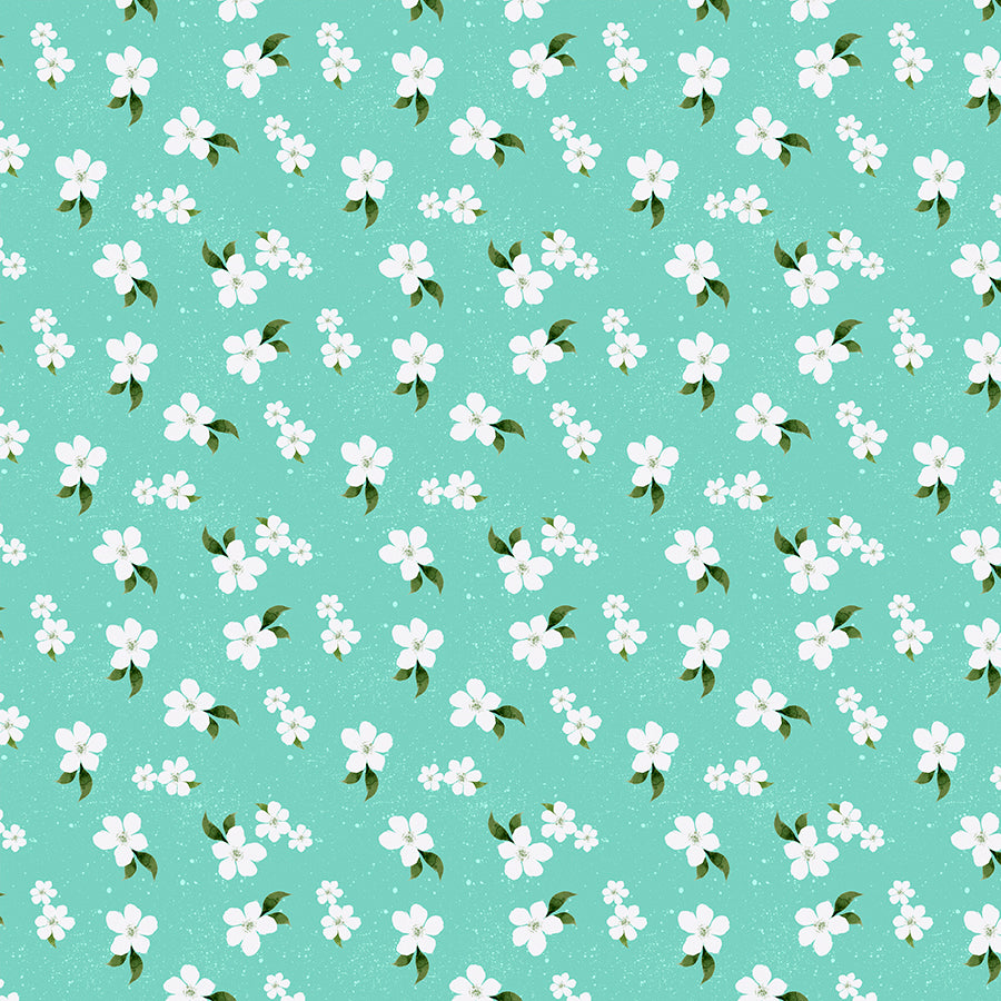 Wilmington Sunlit Serenade Small Floral Teal 1 Yard Cut