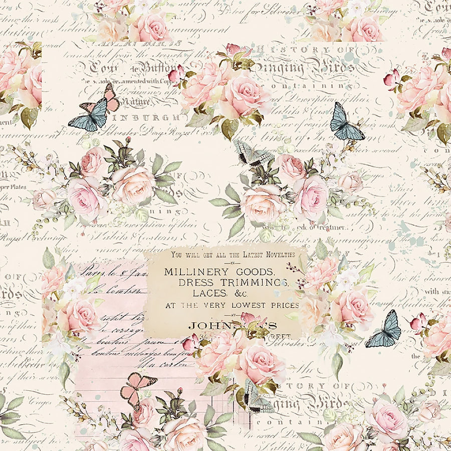 Parisian Snippets Roses with Text Ecru