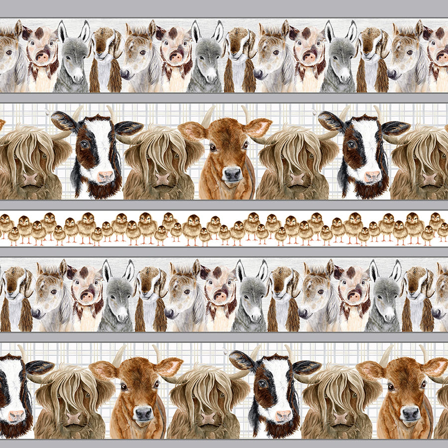 Little Seedlings Farm Stripe with Animals White