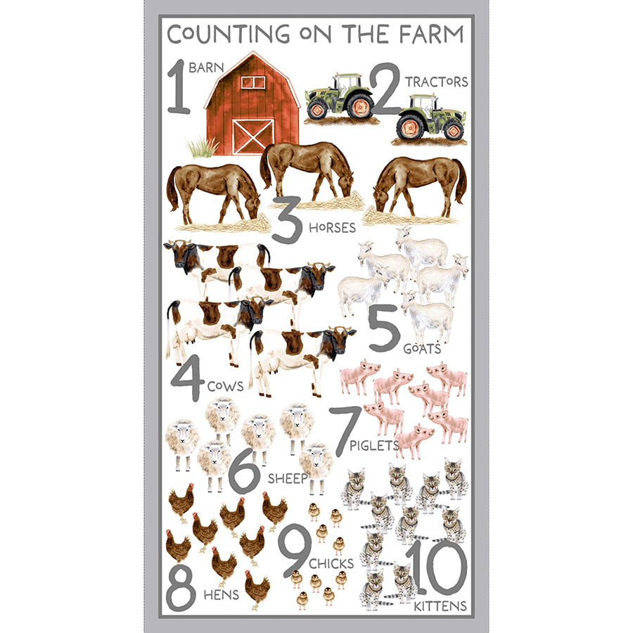 Little Seedlings Farm 24" Counting Book Panel White