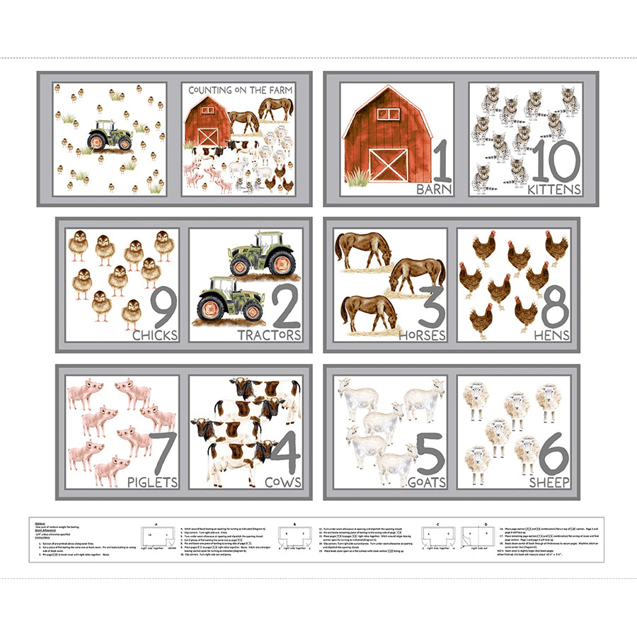 Little Seedlings Farm 36" Counting Book Panel White