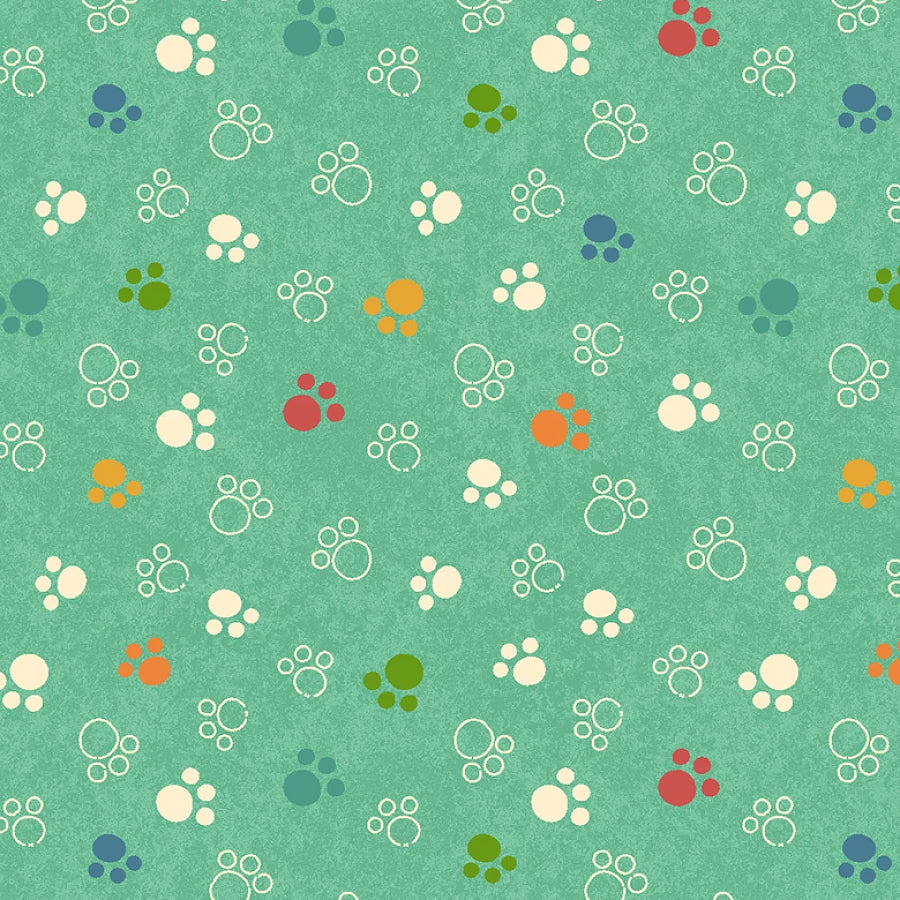 Cat Hair Don't Care Paw Prints Teal