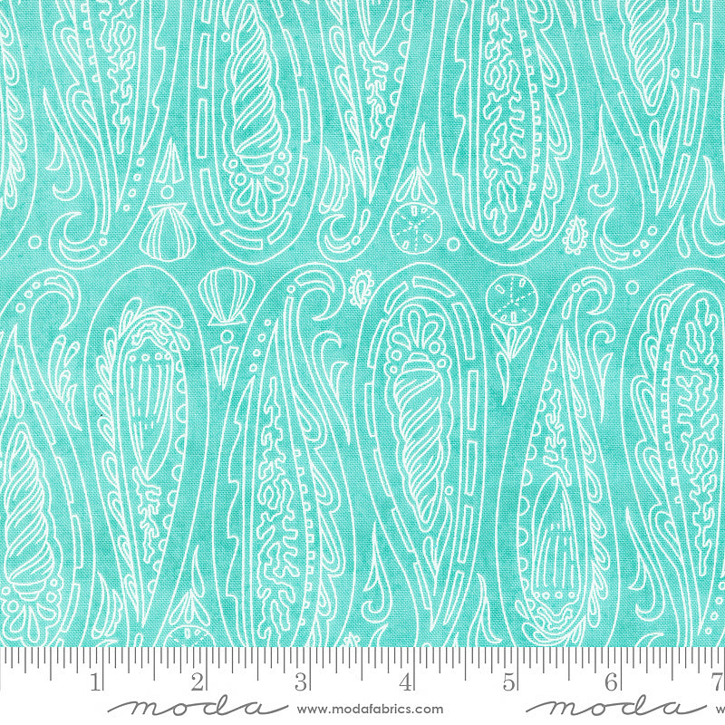 Moda Serena Shores Paisley Shells Aqua 1 Yard Cut