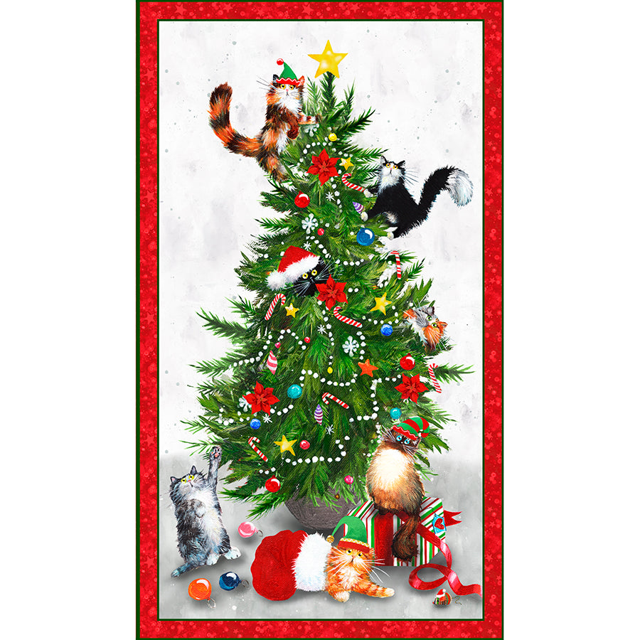 Meowy Christmas 24" Panel White