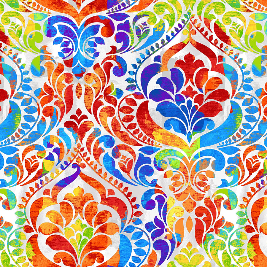118" Wide Quilt Backing Your Damask! Rainbow