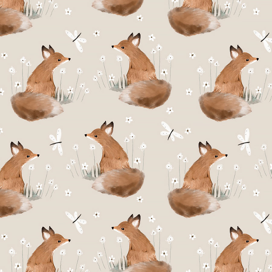 FIGO Charmwood Foxes Cream 1 Yard Cut