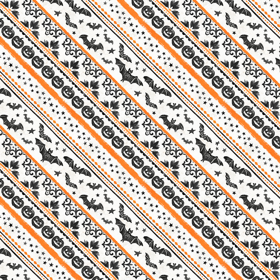 Midnight Hauntings Ticking Stripe Cream/Orange
