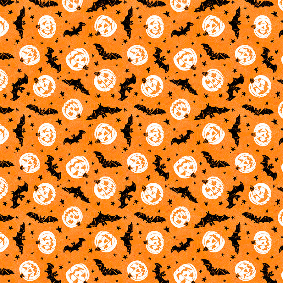 Midnight Hauntings Bats & Pumpkins Orange