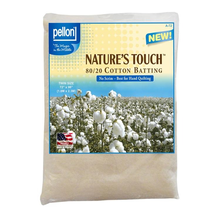 Nature's Touch 80/20 Cotton/Polyester Batting TWIN Size 72 X 96 by Pellon