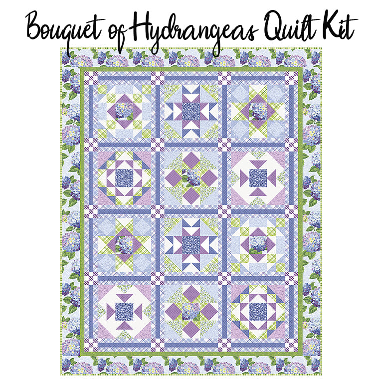 Bouquet of Hydrangeas Quilt Kit with Hydrangeas in the Garden from Riley Blake