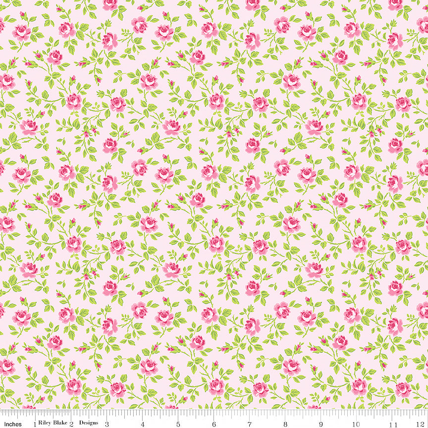 Hydrangeas in the Garden Tossed Floral Pink