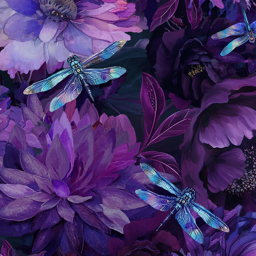 Dragonfly Mist Wide Floral Dragonflies Purple