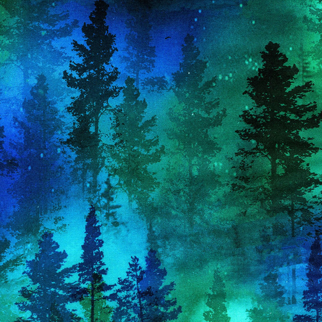 108" Wide Quilt Backing Forest Trees Green