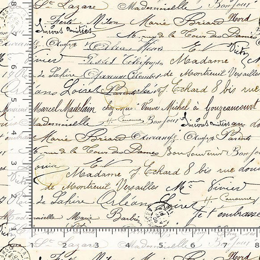 108" Wide Quilt Backing Handwriting Text Cream