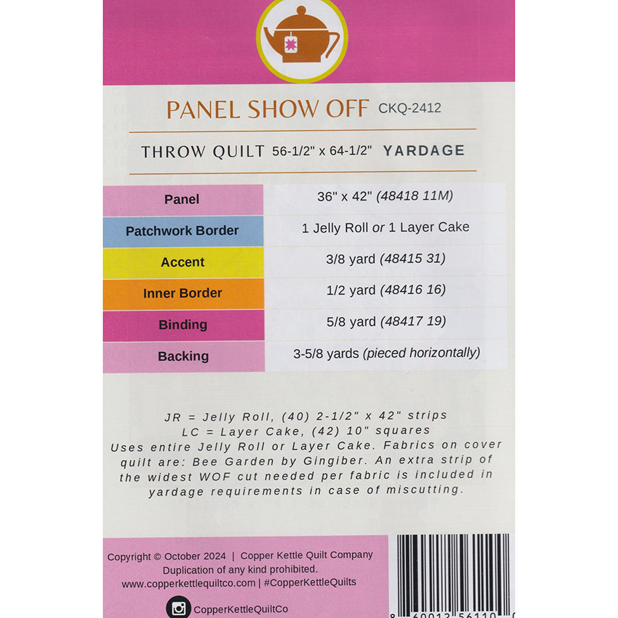 Panel Show Off Quilt Pattern by Copper Kettle Quilts