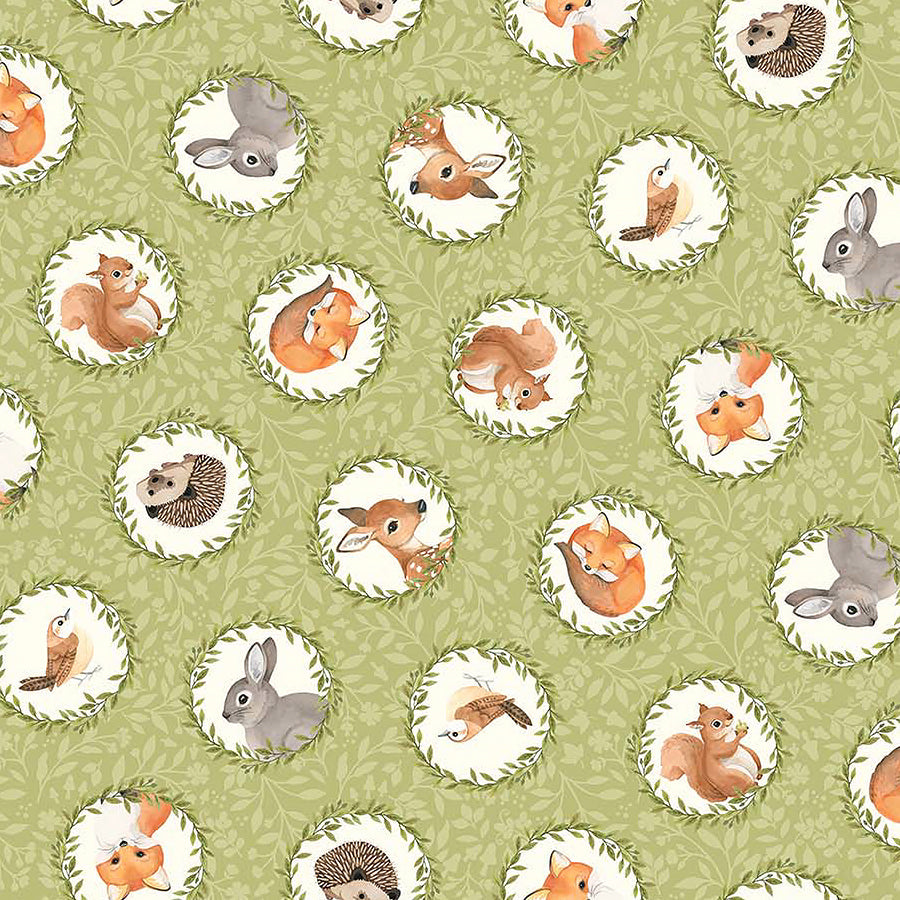Woodland Babes Tossed Circles Green Multi