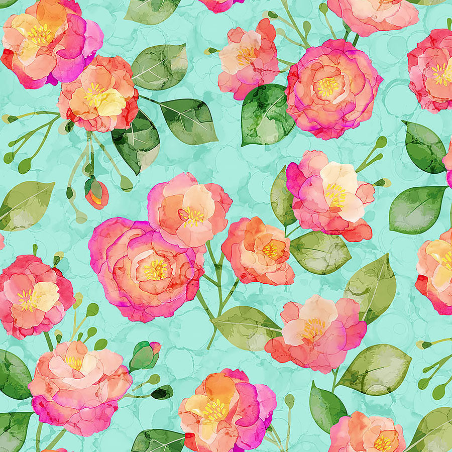 Veranda Main Florals Turquoise