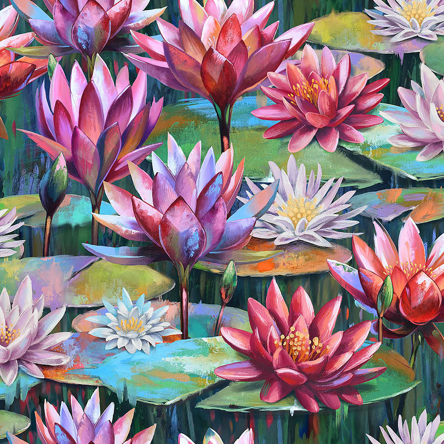 Lotus Main Dark Green Multi
