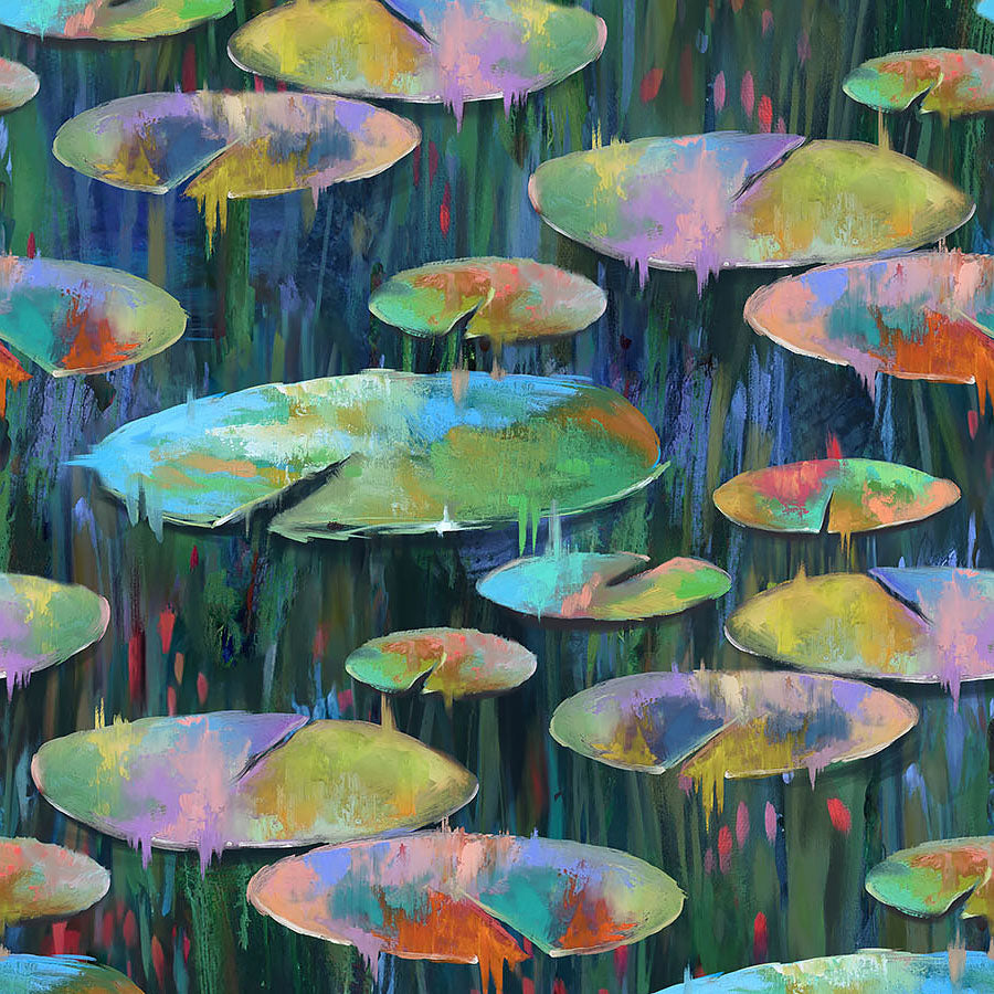 Lotus Lily Pads Dark Green Multi
