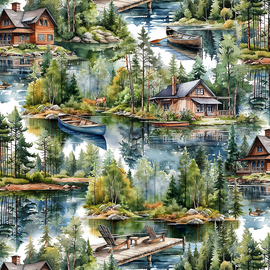 Lakeside Retreat Scenic Brown Multi