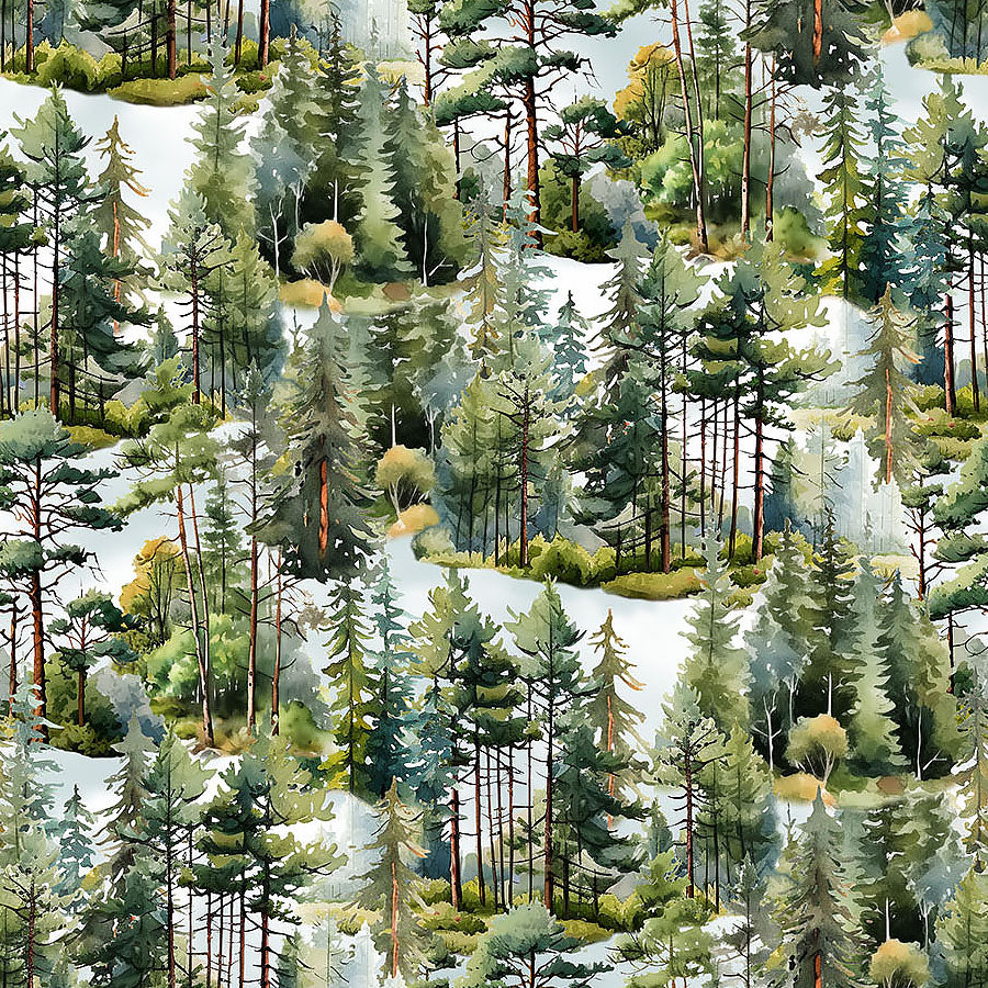 Lakeside Retreat Trees Green Multi