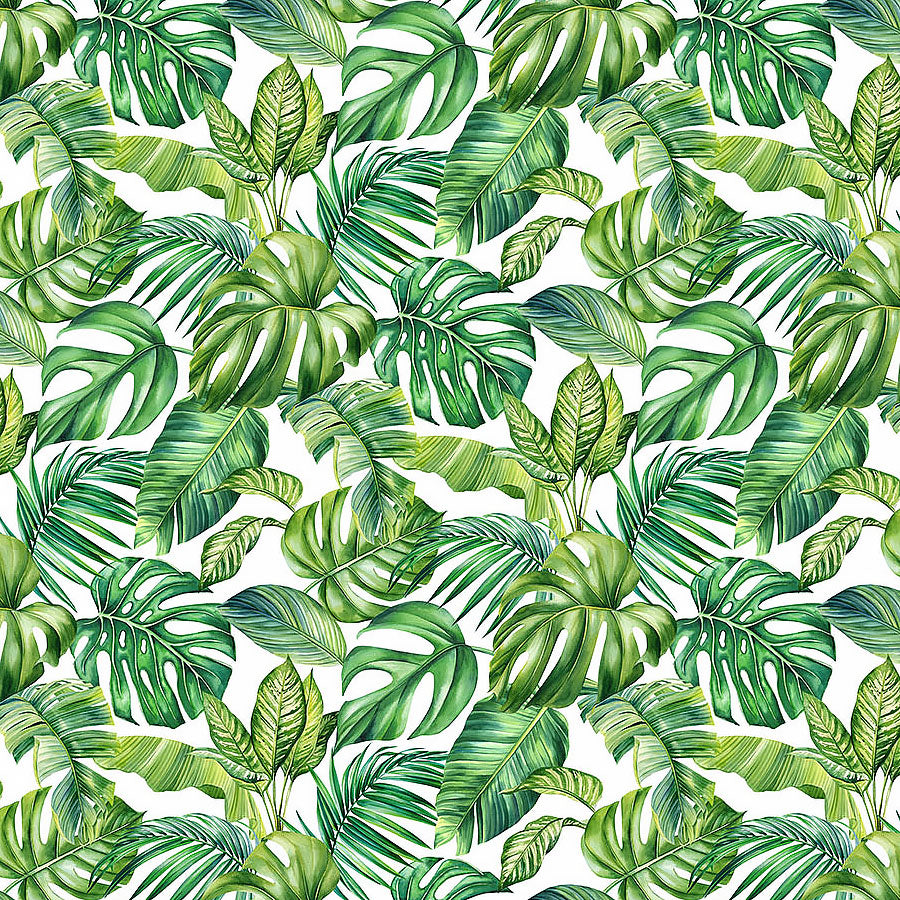 Coastal Breeze Tropical Leaves White/Green