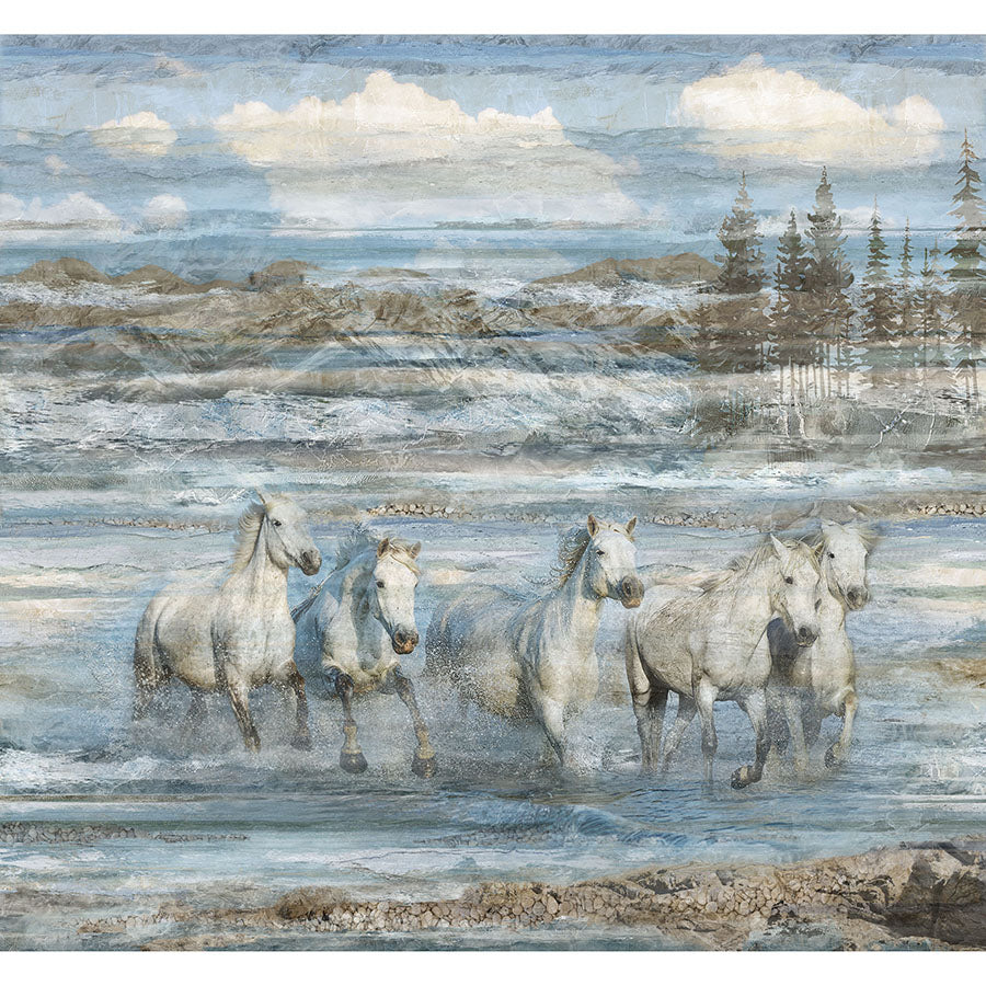 Running Free 40" Horse Panel Blue Multi
