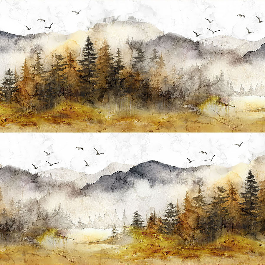 Misty Morning Border Stripe Ochre Multi