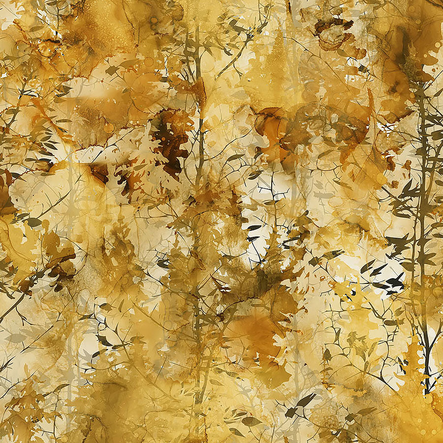 Misty Morning Trees Ochre Multi