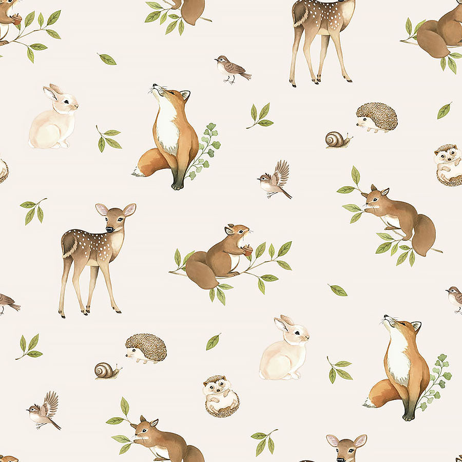 Woodland Heart Animals Cream Multi