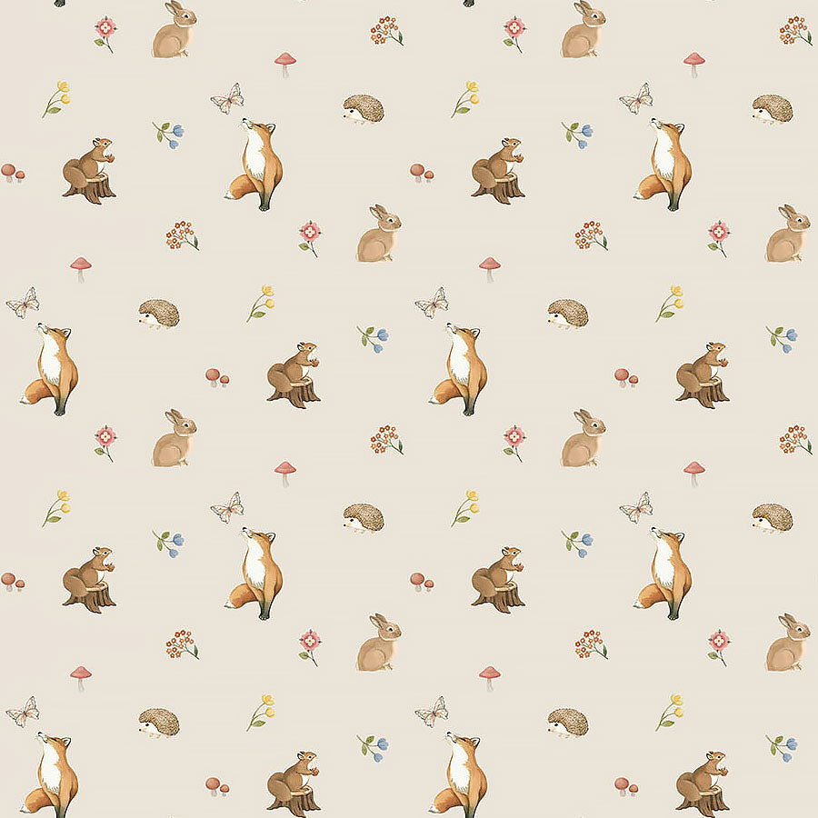 Woodland Heart Mini Animals Beige Multi