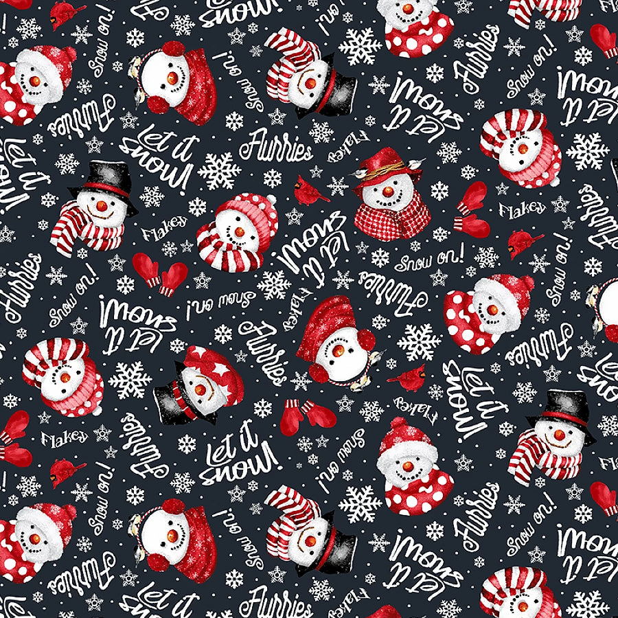 Snow Crew Flannel Snowman Faces Black